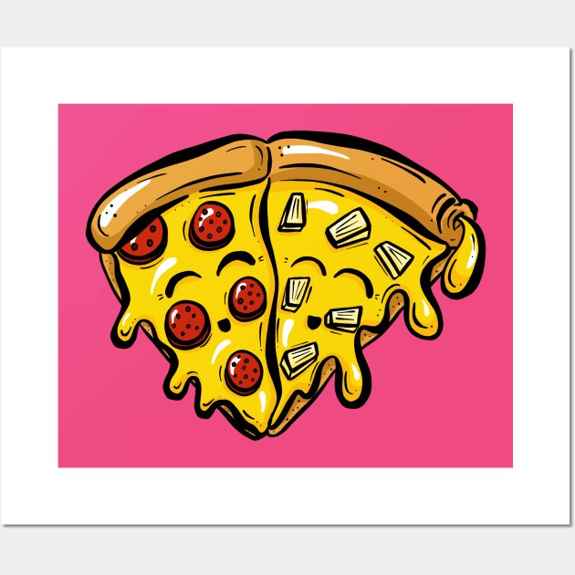 Pepperoni Loves Pineapple Pizza Slices Wall Art by Squeeb Creative